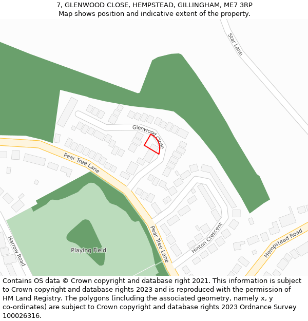 7, GLENWOOD CLOSE, HEMPSTEAD, GILLINGHAM, ME7 3RP: Location map and indicative extent of plot