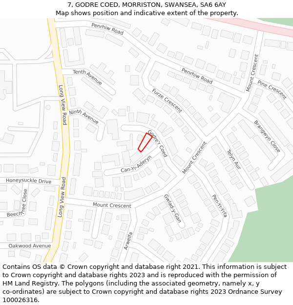 7, GODRE COED, MORRISTON, SWANSEA, SA6 6AY: Location map and indicative extent of plot