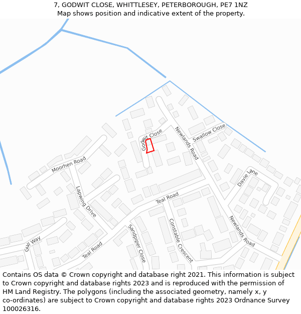 7, GODWIT CLOSE, WHITTLESEY, PETERBOROUGH, PE7 1NZ: Location map and indicative extent of plot