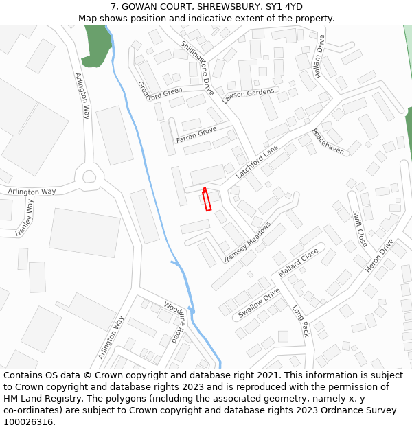 7, GOWAN COURT, SHREWSBURY, SY1 4YD: Location map and indicative extent of plot