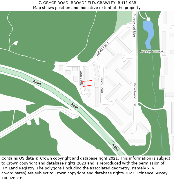 7, GRACE ROAD, BROADFIELD, CRAWLEY, RH11 9SB: Location map and indicative extent of plot