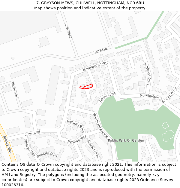 7, GRAYSON MEWS, CHILWELL, NOTTINGHAM, NG9 6RU: Location map and indicative extent of plot