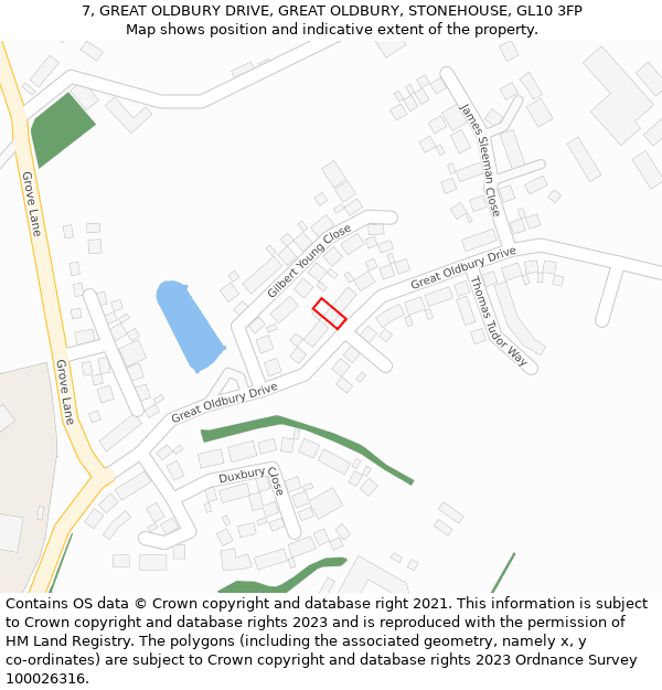 7, GREAT OLDBURY DRIVE, GREAT OLDBURY, STONEHOUSE, GL10 3FP: Location map and indicative extent of plot