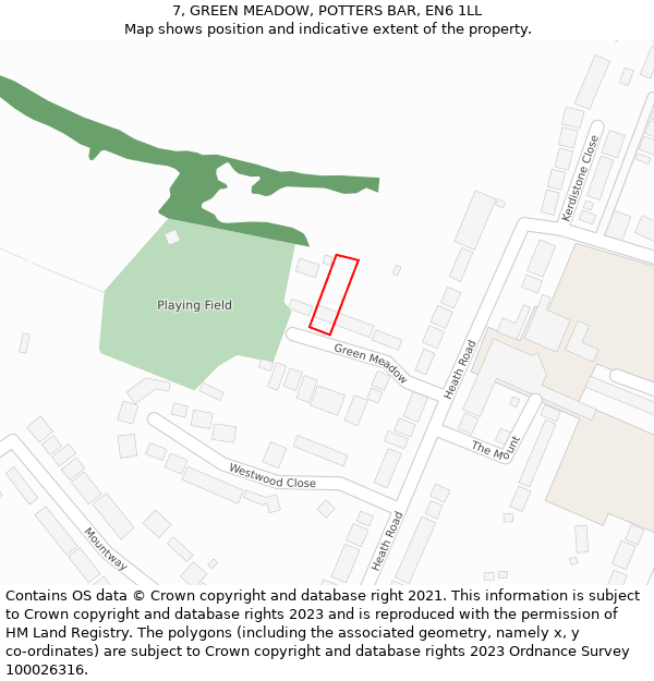 7, GREEN MEADOW, POTTERS BAR, EN6 1LL: Location map and indicative extent of plot