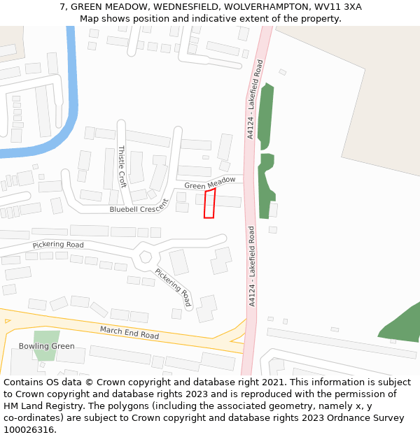 7, GREEN MEADOW, WEDNESFIELD, WOLVERHAMPTON, WV11 3XA: Location map and indicative extent of plot