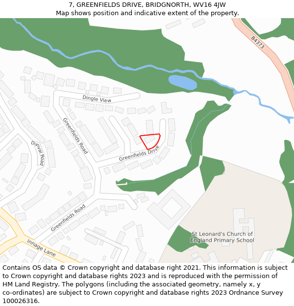 7, GREENFIELDS DRIVE, BRIDGNORTH, WV16 4JW: Location map and indicative extent of plot