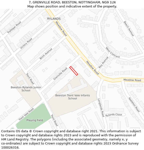 7, GRENVILLE ROAD, BEESTON, NOTTINGHAM, NG9 1LN: Location map and indicative extent of plot