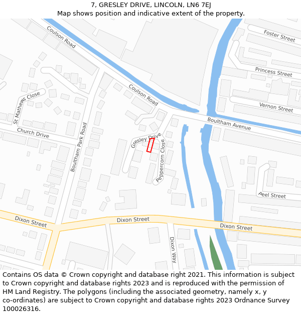 7, GRESLEY DRIVE, LINCOLN, LN6 7EJ: Location map and indicative extent of plot