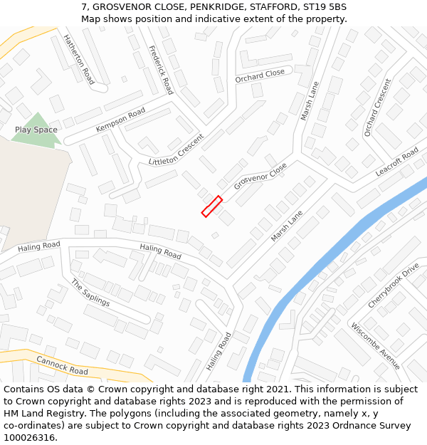 7, GROSVENOR CLOSE, PENKRIDGE, STAFFORD, ST19 5BS: Location map and indicative extent of plot