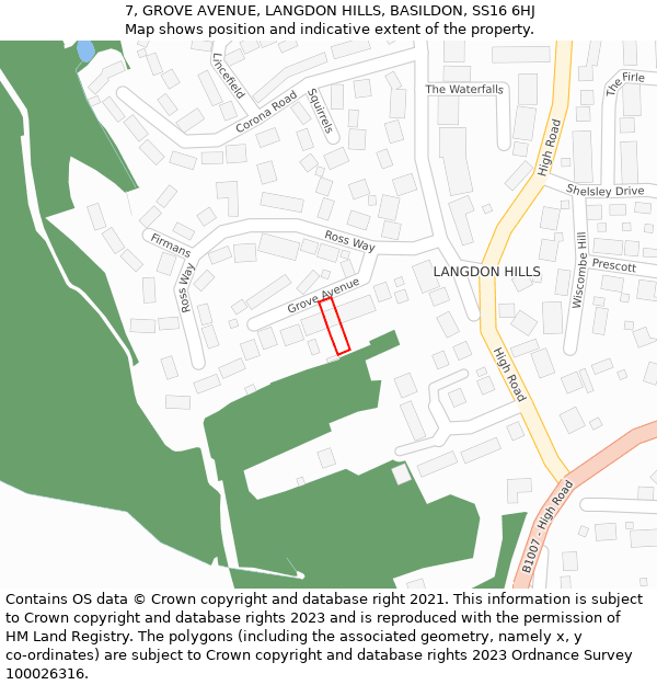 7, GROVE AVENUE, LANGDON HILLS, BASILDON, SS16 6HJ: Location map and indicative extent of plot