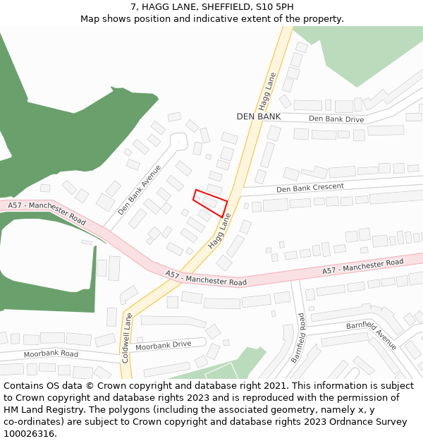 7, HAGG LANE, SHEFFIELD, S10 5PH: Location map and indicative extent of plot