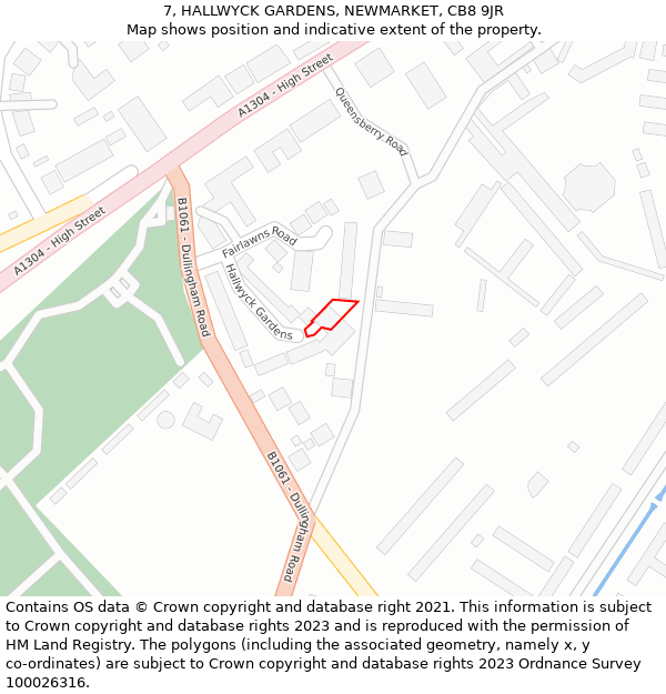 7, HALLWYCK GARDENS, NEWMARKET, CB8 9JR: Location map and indicative extent of plot