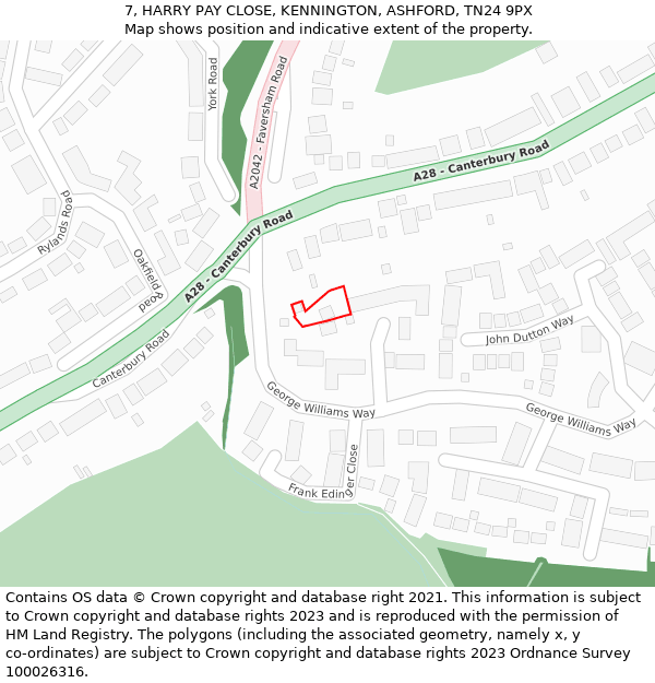 7, HARRY PAY CLOSE, KENNINGTON, ASHFORD, TN24 9PX: Location map and indicative extent of plot