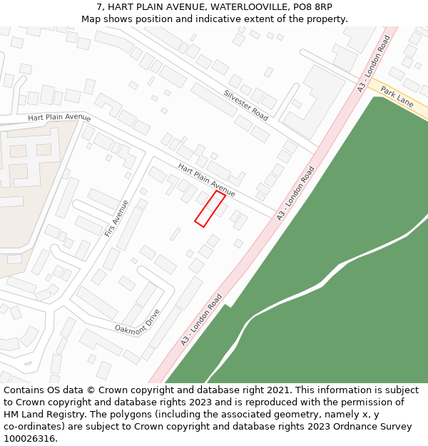 7, HART PLAIN AVENUE, WATERLOOVILLE, PO8 8RP: Location map and indicative extent of plot