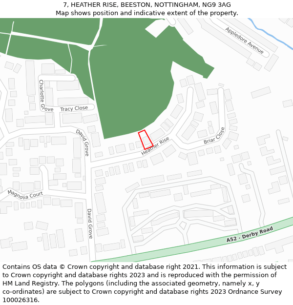 7, HEATHER RISE, BEESTON, NOTTINGHAM, NG9 3AG: Location map and indicative extent of plot