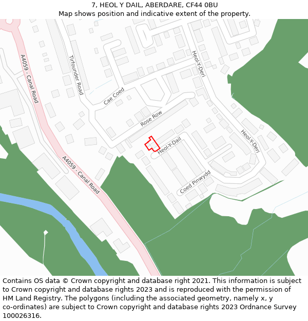 7, HEOL Y DAIL, ABERDARE, CF44 0BU: Location map and indicative extent of plot