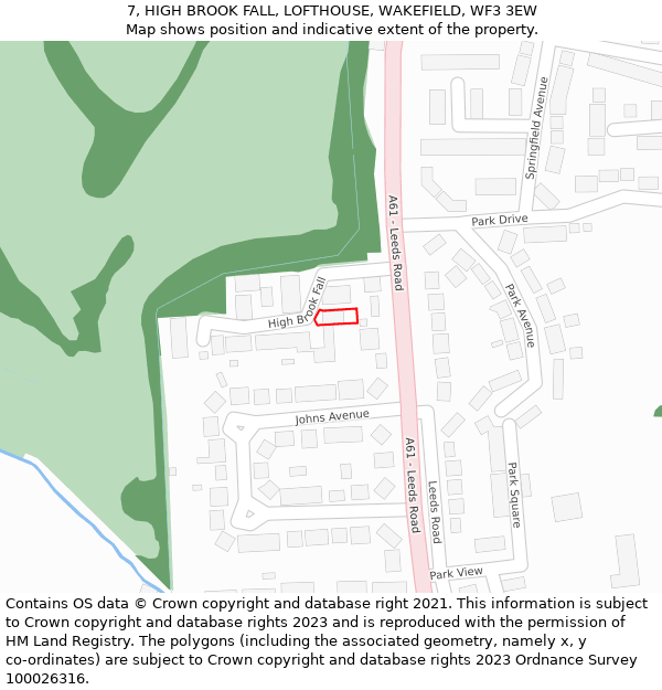 7, HIGH BROOK FALL, LOFTHOUSE, WAKEFIELD, WF3 3EW: Location map and indicative extent of plot