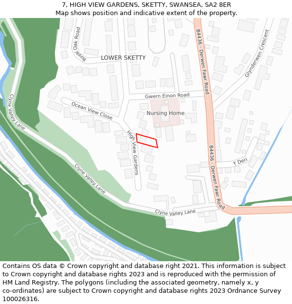 7, HIGH VIEW GARDENS, SKETTY, SWANSEA, SA2 8ER: Location map and indicative extent of plot
