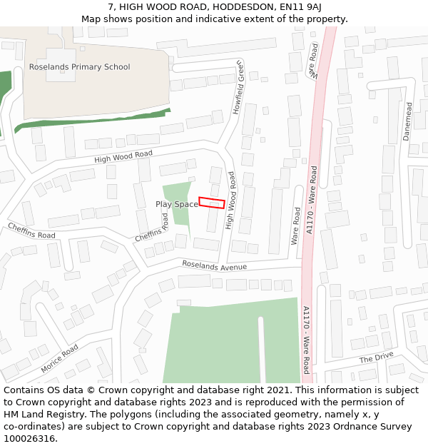 7, HIGH WOOD ROAD, HODDESDON, EN11 9AJ: Location map and indicative extent of plot