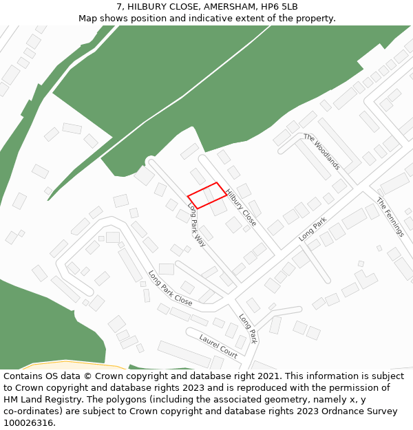 7, HILBURY CLOSE, AMERSHAM, HP6 5LB: Location map and indicative extent of plot