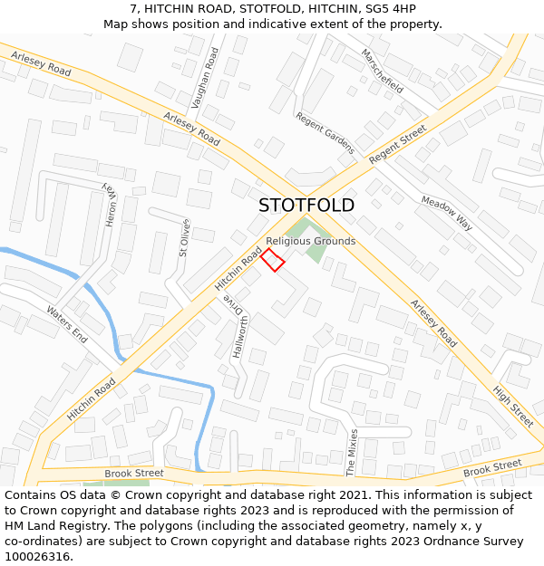 7, HITCHIN ROAD, STOTFOLD, HITCHIN, SG5 4HP: Location map and indicative extent of plot