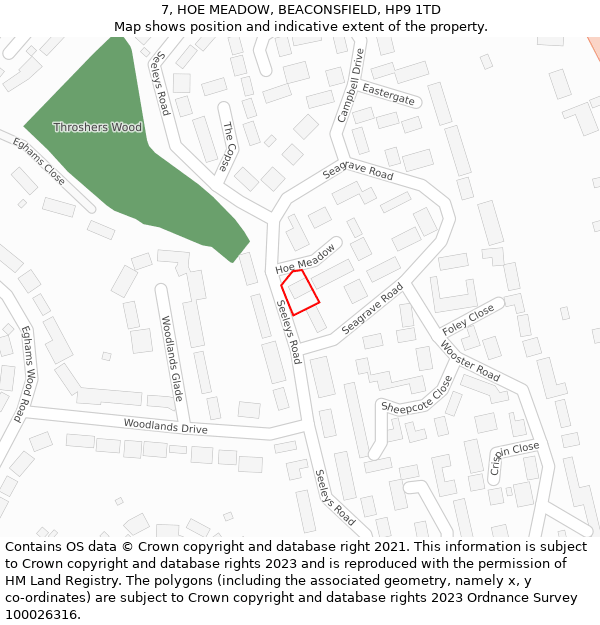 7, HOE MEADOW, BEACONSFIELD, HP9 1TD: Location map and indicative extent of plot