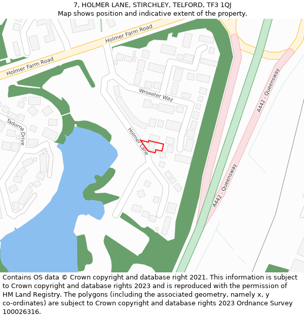 7, HOLMER LANE, STIRCHLEY, TELFORD, TF3 1QJ: Location map and indicative extent of plot