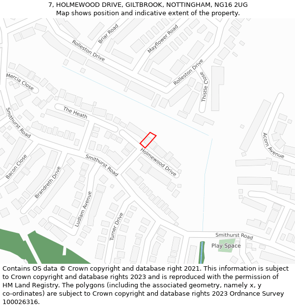 7, HOLMEWOOD DRIVE, GILTBROOK, NOTTINGHAM, NG16 2UG: Location map and indicative extent of plot