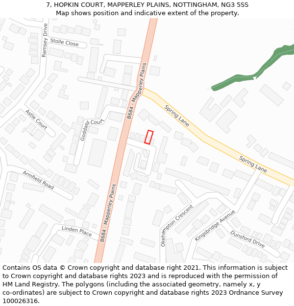 7, HOPKIN COURT, MAPPERLEY PLAINS, NOTTINGHAM, NG3 5SS: Location map and indicative extent of plot