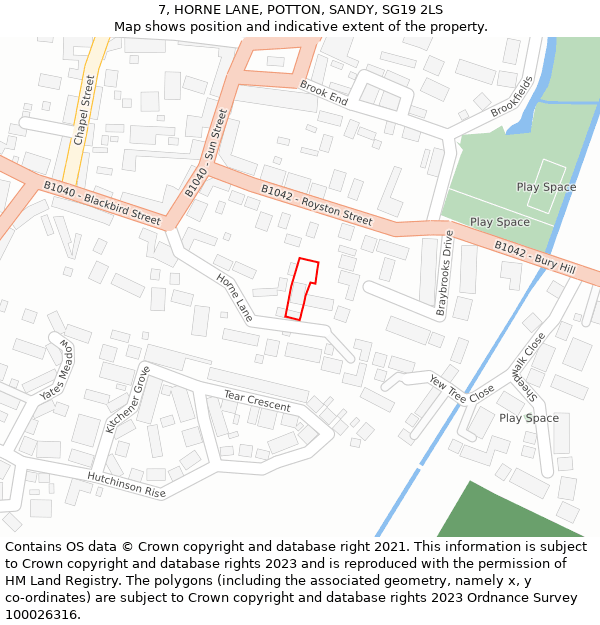 7, HORNE LANE, POTTON, SANDY, SG19 2LS: Location map and indicative extent of plot