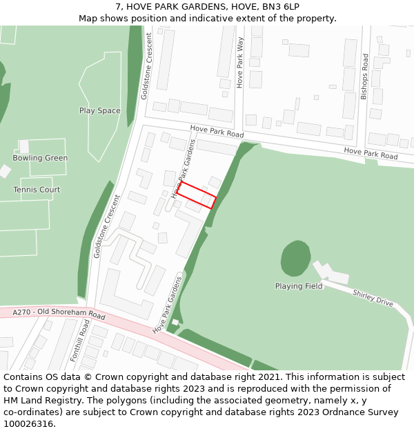 7, HOVE PARK GARDENS, HOVE, BN3 6LP: Location map and indicative extent of plot