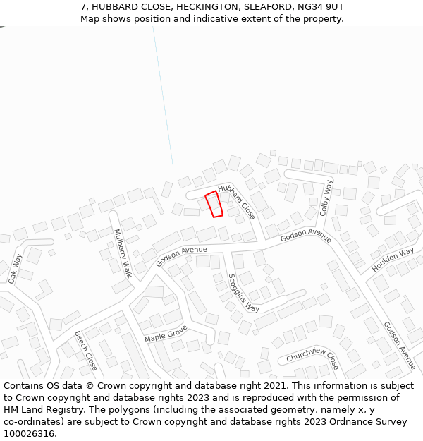 7, HUBBARD CLOSE, HECKINGTON, SLEAFORD, NG34 9UT: Location map and indicative extent of plot