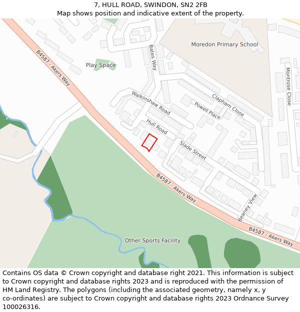 7, HULL ROAD, SWINDON, SN2 2FB: Location map and indicative extent of plot