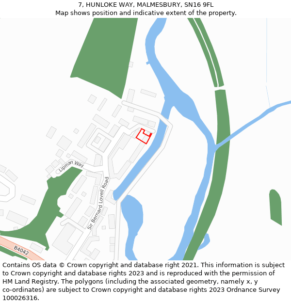 7, HUNLOKE WAY, MALMESBURY, SN16 9FL: Location map and indicative extent of plot