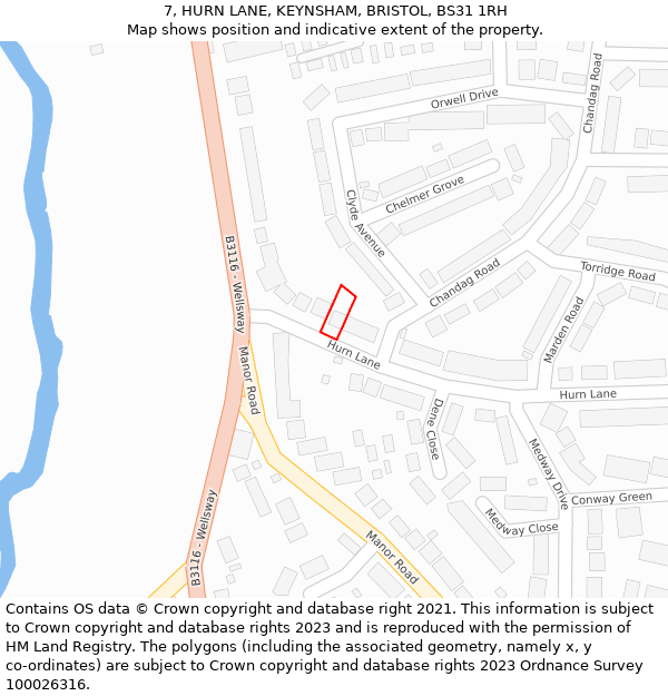 7, HURN LANE, KEYNSHAM, BRISTOL, BS31 1RH: Location map and indicative extent of plot