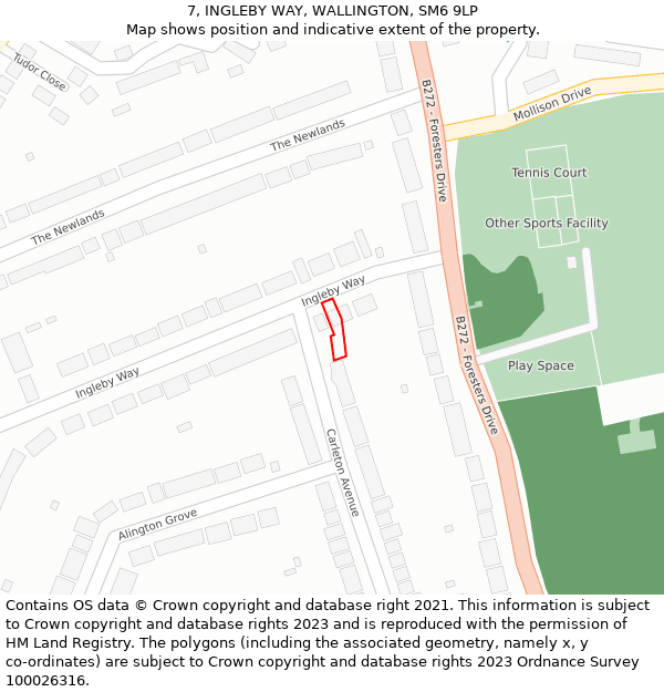 7, INGLEBY WAY, WALLINGTON, SM6 9LP: Location map and indicative extent of plot