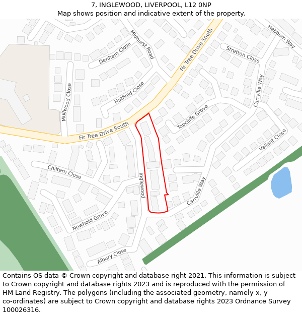 7, INGLEWOOD, LIVERPOOL, L12 0NP: Location map and indicative extent of plot