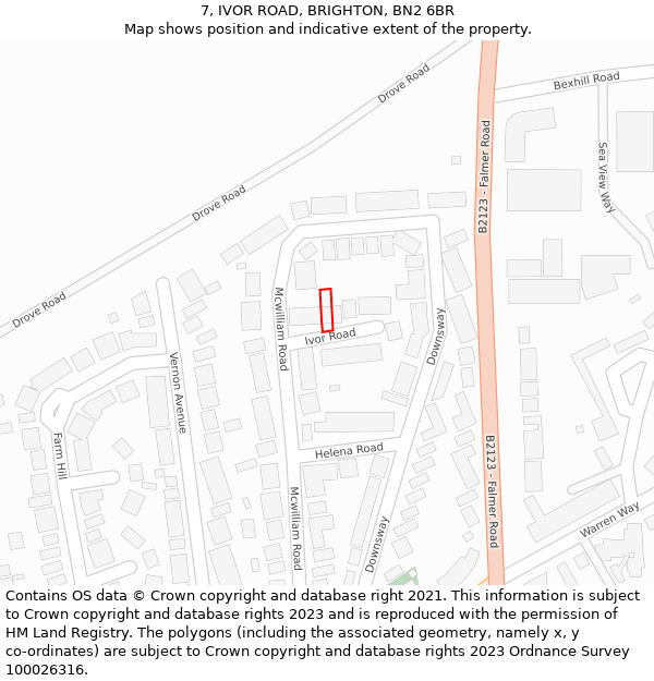 7, IVOR ROAD, BRIGHTON, BN2 6BR: Location map and indicative extent of plot