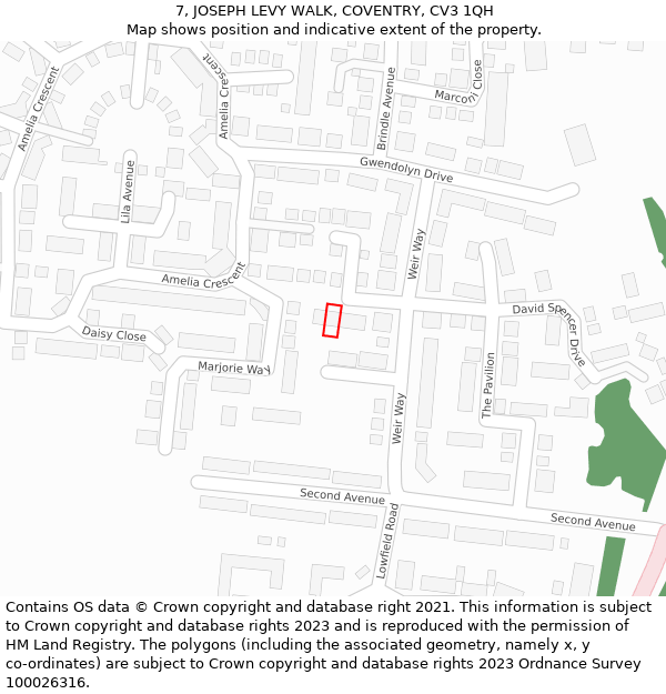 7, JOSEPH LEVY WALK, COVENTRY, CV3 1QH: Location map and indicative extent of plot