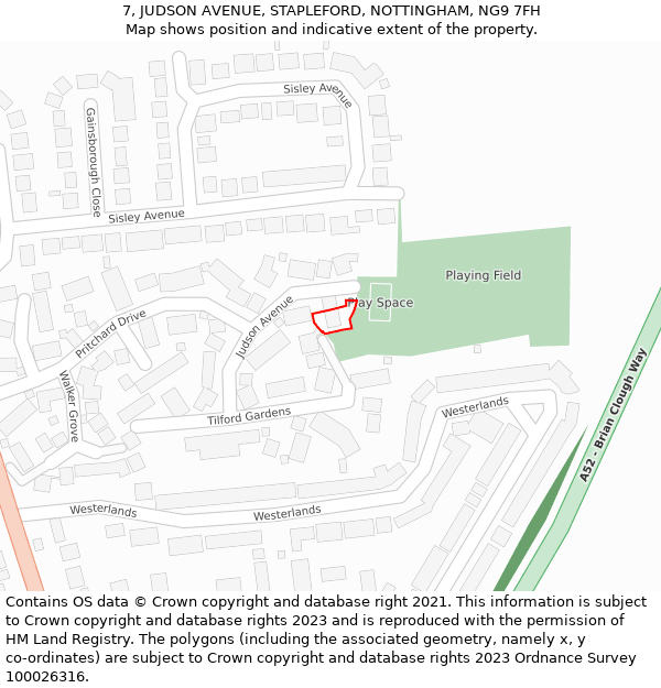 7, JUDSON AVENUE, STAPLEFORD, NOTTINGHAM, NG9 7FH: Location map and indicative extent of plot