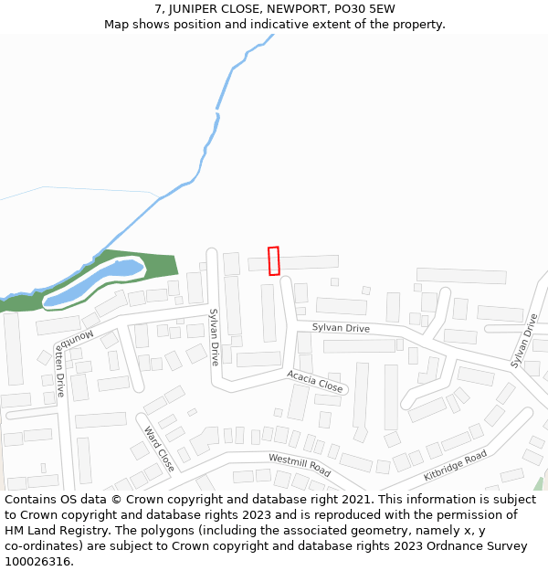 7, JUNIPER CLOSE, NEWPORT, PO30 5EW: Location map and indicative extent of plot