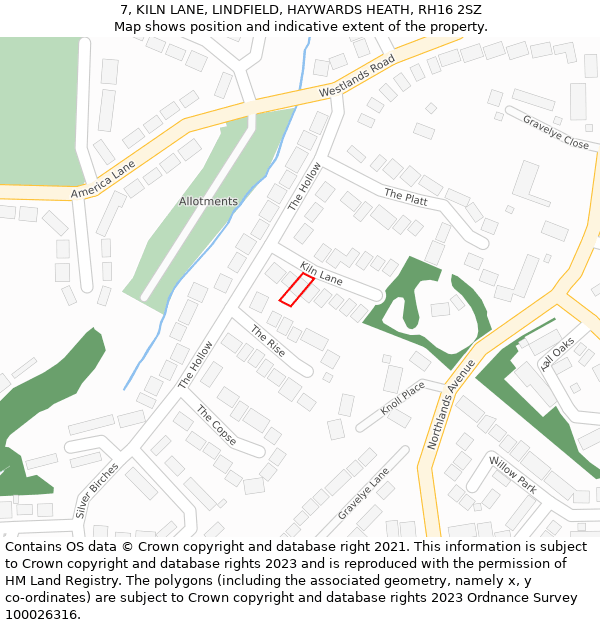 7, KILN LANE, LINDFIELD, HAYWARDS HEATH, RH16 2SZ: Location map and indicative extent of plot