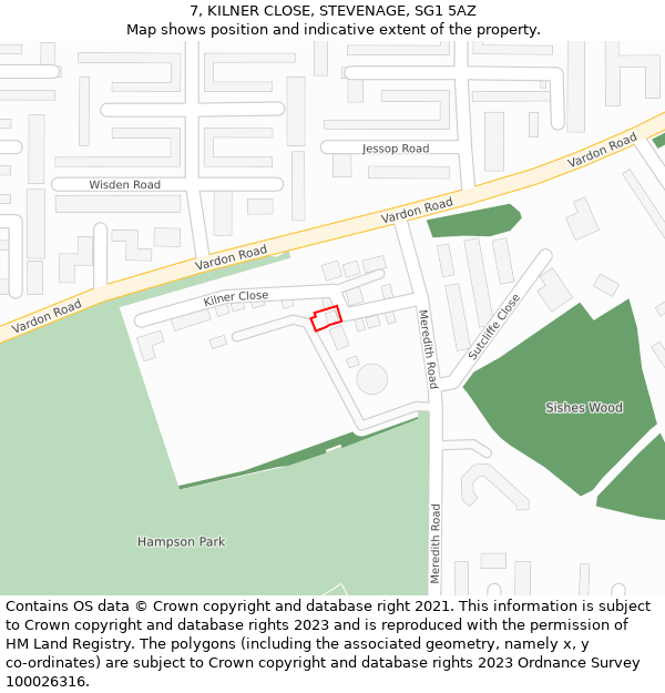 7, KILNER CLOSE, STEVENAGE, SG1 5AZ: Location map and indicative extent of plot