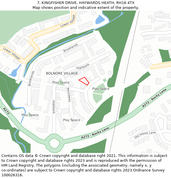 7, KINGFISHER DRIVE, HAYWARDS HEATH, RH16 4TX: Location map and indicative extent of plot