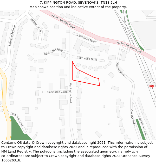 7, KIPPINGTON ROAD, SEVENOAKS, TN13 2LH: Location map and indicative extent of plot