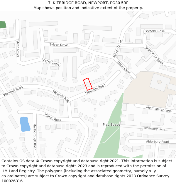 7, KITBRIDGE ROAD, NEWPORT, PO30 5RF: Location map and indicative extent of plot