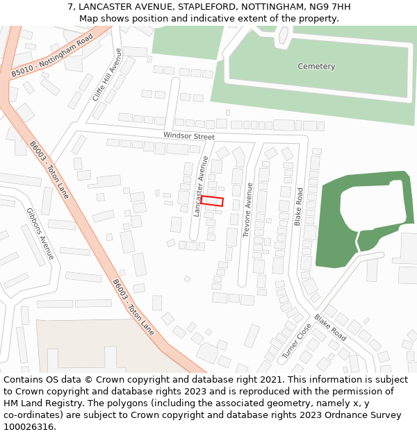 7, LANCASTER AVENUE, STAPLEFORD, NOTTINGHAM, NG9 7HH: Location map and indicative extent of plot
