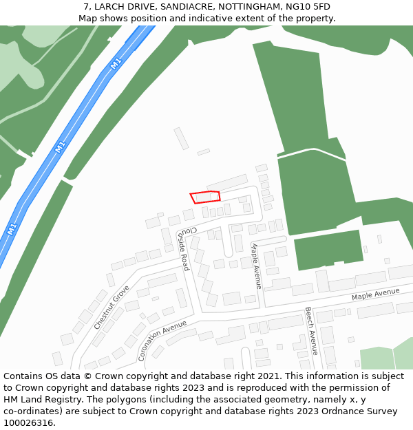 7, LARCH DRIVE, SANDIACRE, NOTTINGHAM, NG10 5FD: Location map and indicative extent of plot