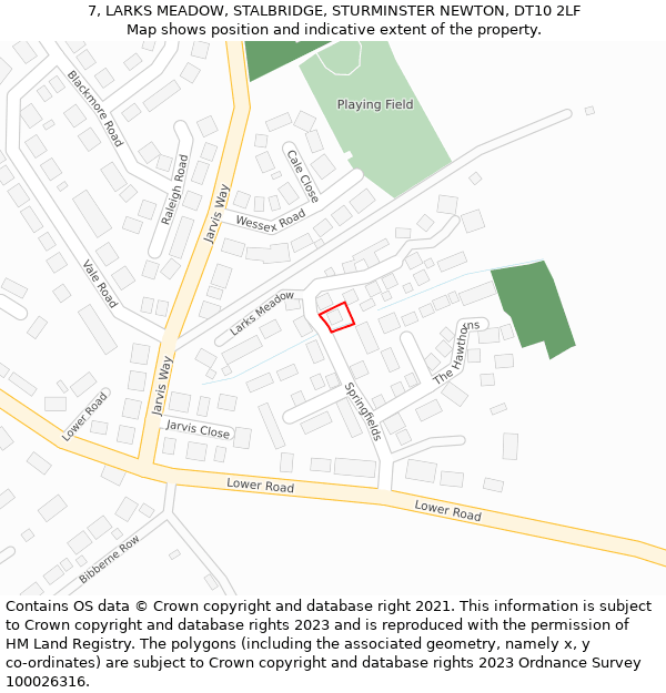 7, LARKS MEADOW, STALBRIDGE, STURMINSTER NEWTON, DT10 2LF: Location map and indicative extent of plot