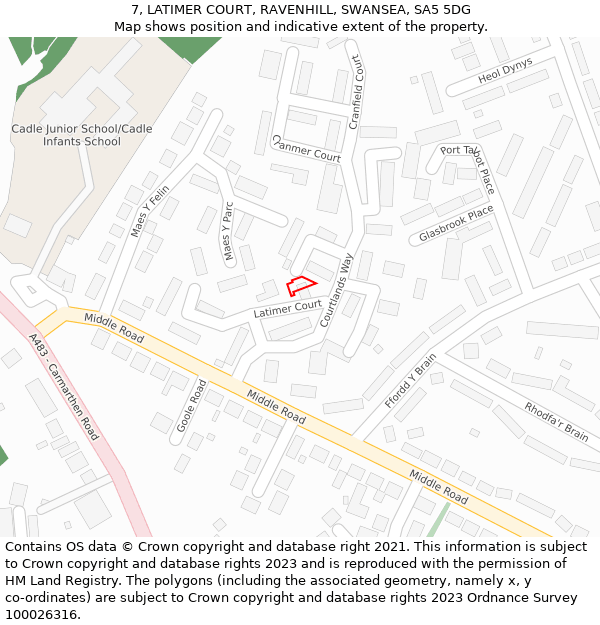 7, LATIMER COURT, RAVENHILL, SWANSEA, SA5 5DG: Location map and indicative extent of plot